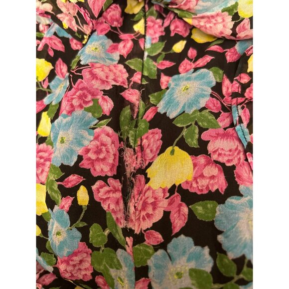 Amur Evita Multicolor Floral Silk Chiffon Ruffle Maxi Dress Size 4 Designer READ - Picture 7 of 10